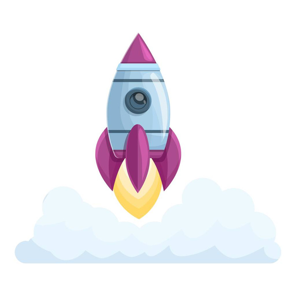 Spacecraft launch exploration icon, cartoon style - ベクター画像
