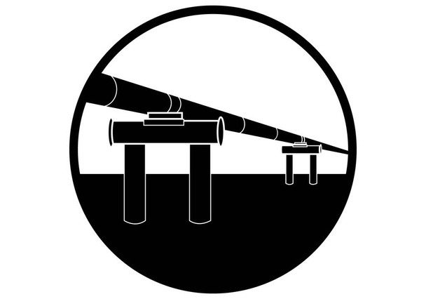 Icône pipeline noir et blanc à l'intérieur d'un cercle sur fond blanc - Vecteur, image