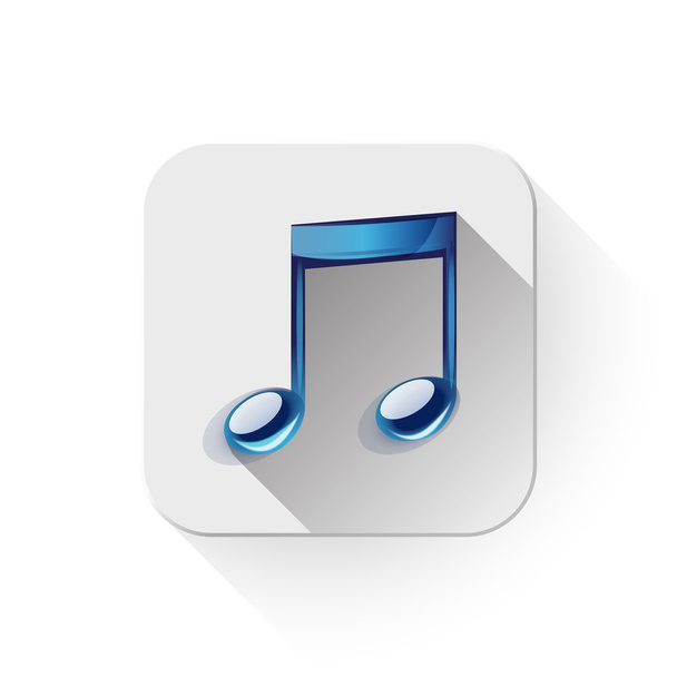 Music note icon With long shadow over app button - Wektor, obraz