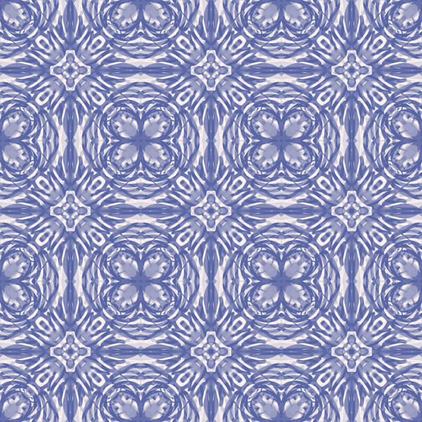 motif ornemental sans couture, bleu sur blanc - Photo, image