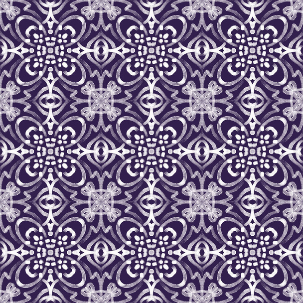 seamless ornamental pattern, dark purple and white - Photo, Image