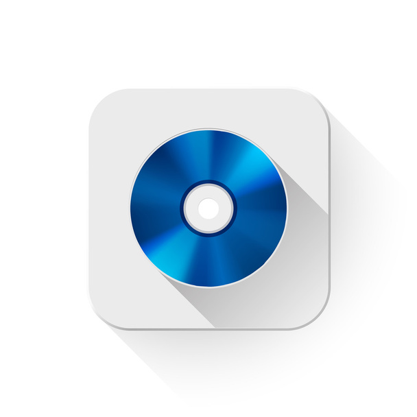 アプリケーション ボタンの上の長い影の青い光線ディスクのアイコン - ベクター画像