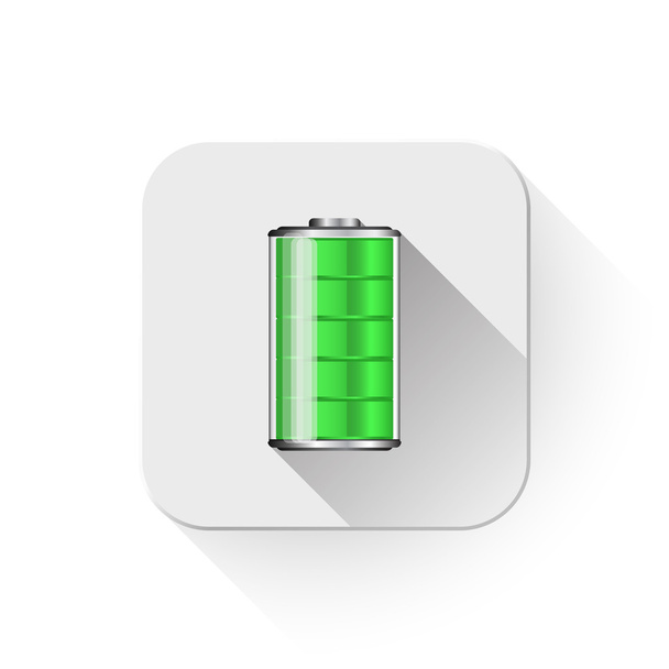 アプリケーション ボタンの上の長い影されたバッテリのアイコン - ベクター画像