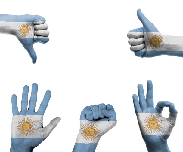 hand instellen met de vlag van Argentinië - Foto, afbeelding