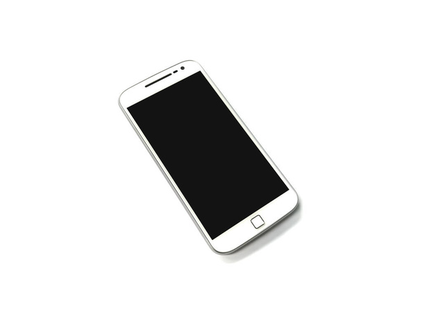 Λευκό κινητό τηλέφωνο απομονωμένο σε λευκό φόντο - Φωτογραφία, εικόνα