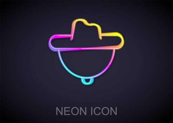 Leuchtende Neon-Linie Western Cowboyhut-Symbol isoliert auf schwarzem Hintergrund. Vektor - Vektor, Bild