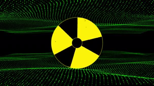 Figyelmeztetés radioaktív zóna háromszög ikon elszigetelt fekete alapon 4k videó. - Felvétel, videó