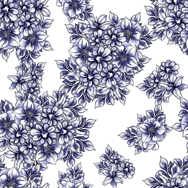 Abstract elegance seamless background with violet flowers - Vector, imagen