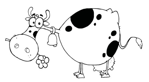 Outlined Cow Eating A Daisy - Zdjęcie, obraz