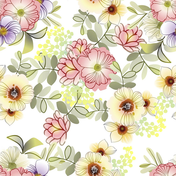 Abstract elegance seamless background with flowers - Vektor, kép