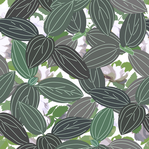 Abstract seamless pattern with leaves. Vector background for various surfaces. Trendy hand drawn textures. - Vektör, Görsel