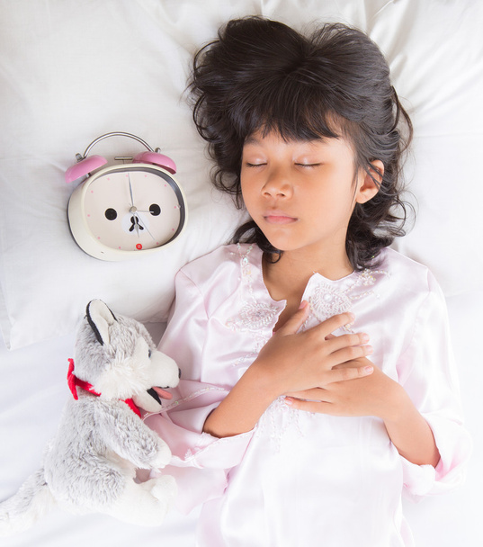 Young Girl Sleep With Alarm Clock - Photo, Image