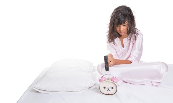Girl Destroy Alarm Clock - Photo, Image