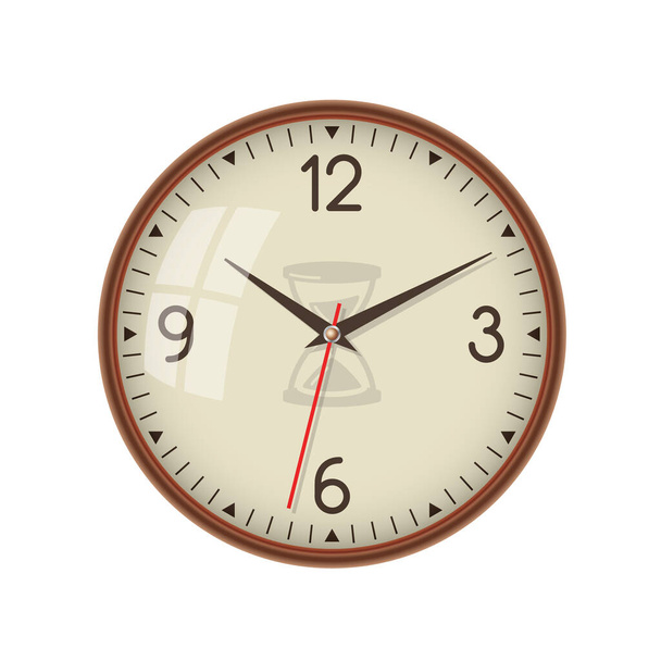 Wall ordinary simple clock. Classic. Minimalism. Isolated white background. Vector illustration. - Vektor, kép