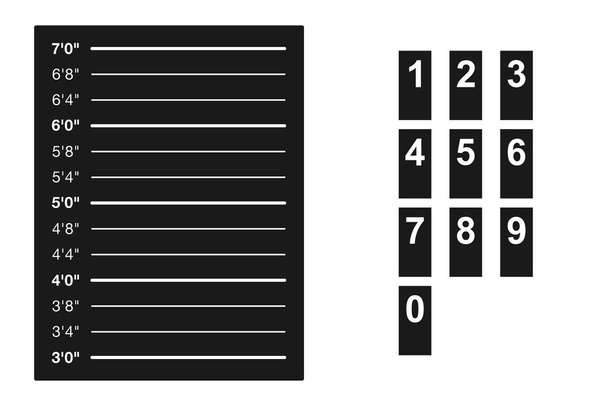 Poliisin korkeuskaavio, jossa epäillyt numerot ovat vektorisarjassa - Vektori, kuva
