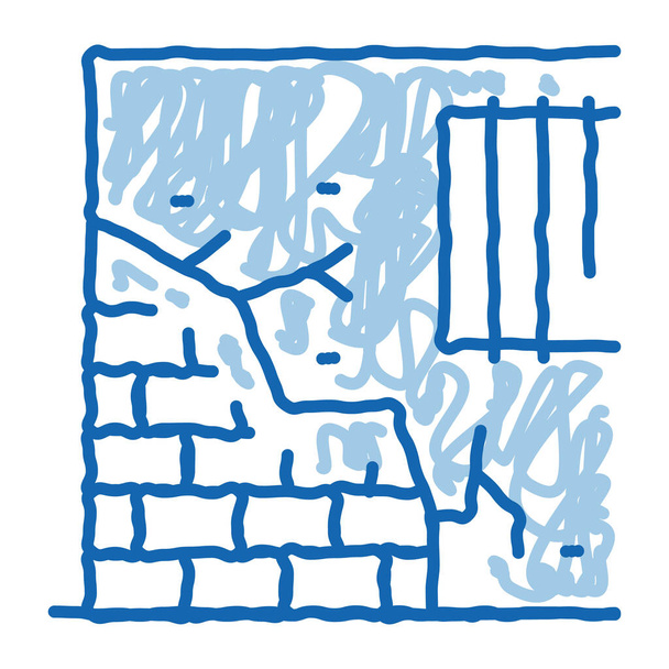 gevallen stichting van huis doodle pictogram hand getekend illustratie - Vector, afbeelding