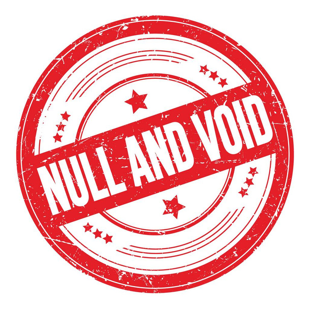 NULL I VOID tekst na czerwonym okrągłym grungy stempel tekstury. - Zdjęcie, obraz