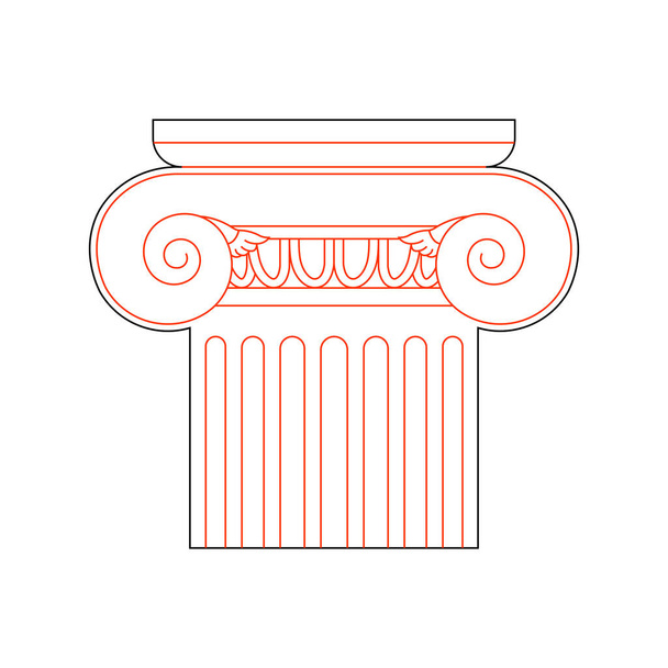 Ионическая греческая колонна в линейном стиле для лазерной резки и гравировки. Векторная иллюзия. - Вектор,изображение