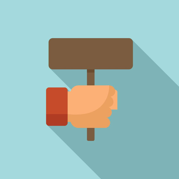 Hitchhiking hand board icon, flat style - Vector, afbeelding