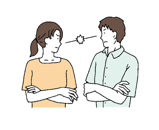 Jednoduchý dotek Ilustrace hádajícího se páru - Vektor, obrázek