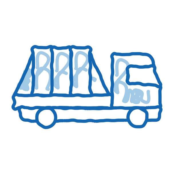 скляний транспорт вантажівка каракулі значок рука намальована ілюстрація
 - Вектор, зображення