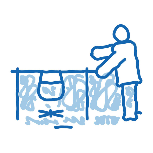 ludzki wrzący żywienie na obóz płomień ikona doodle ręcznie rysowane ilustracja - Wektor, obraz