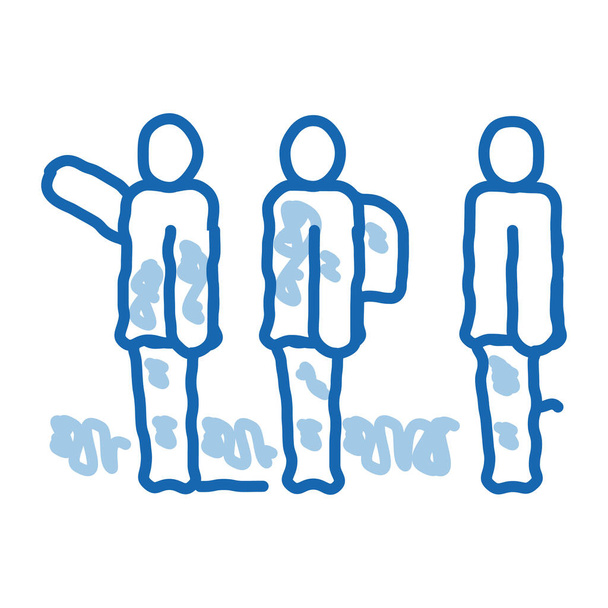 touristes randonnée doodle icône illustration dessinée à la main - Vecteur, image