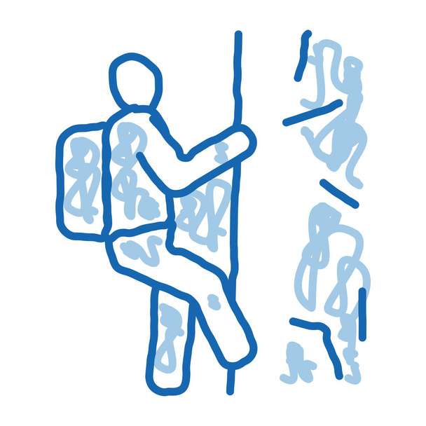 alpiniste grimpe doodle icône illustration dessinée à la main - Vecteur, image