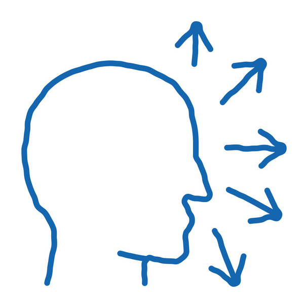 человеческая голова и стрелки каракули иконка руки нарисованные иллюстрации - Вектор,изображение