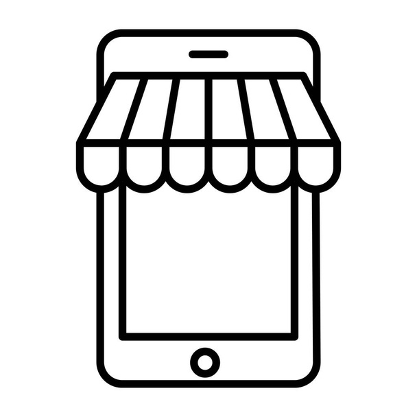Lineaarinen muotoilu, kuvake mobiili myymälä - Vektori, kuva
