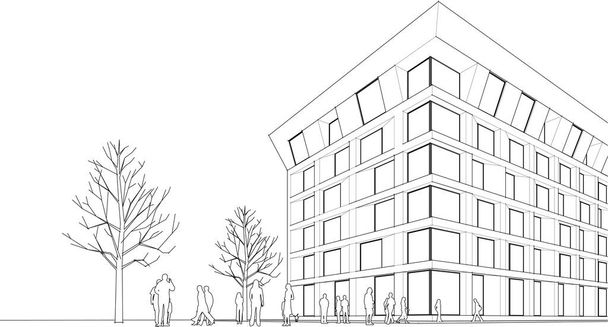 сучасний дизайн будівництва будинку 3d візуалізація
 - Вектор, зображення