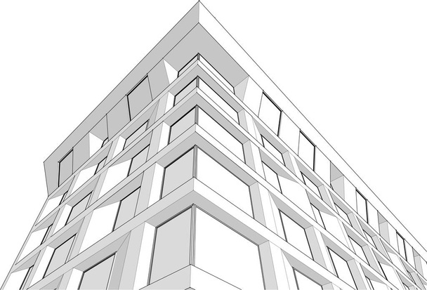 μοντέρνα κατασκευή σπιτιού 3d rendering - Διάνυσμα, εικόνα