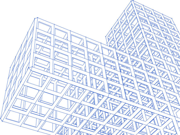 abstracta arquitectura 3d ilustración boceto - Vector, imagen