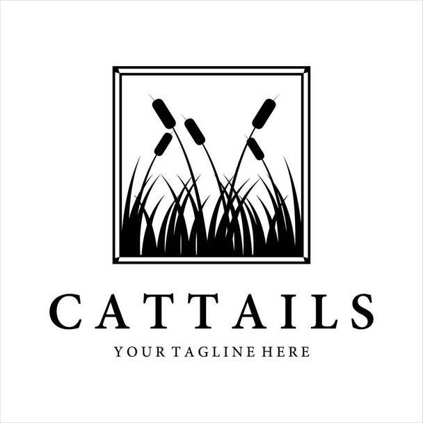 cattails or reed logo vintage vector illustration design - Vector, Image
