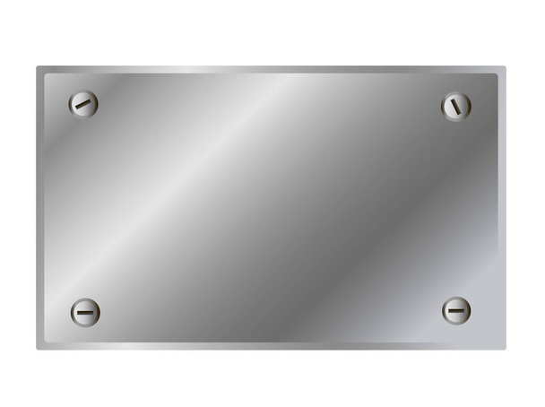 Shiny metal plate isolated on white background - Vektor, obrázek