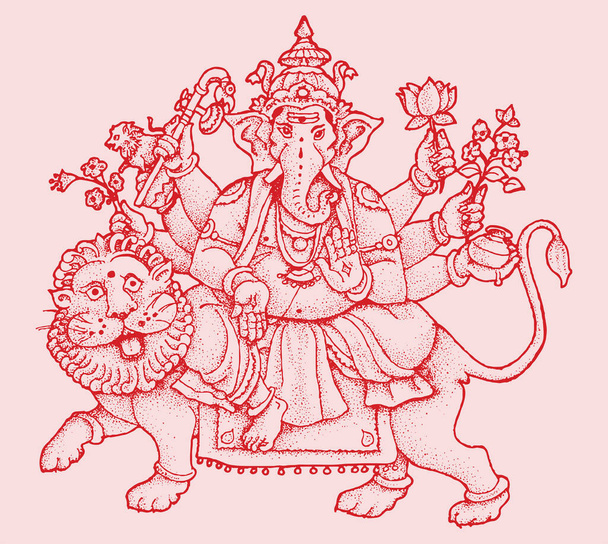 Desenho ou Esboço de Lorde Ganesha Esboço e Silhueta Ilustração Editável - Vetor, Imagem