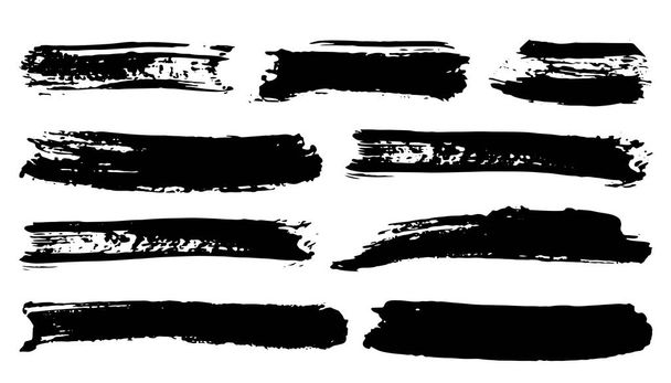 Brush strokes Set hand drawn grunge texture vector illustration isolated on white background. - Vektor, kép