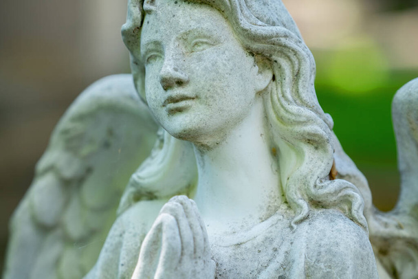 Něžná krásná andělská modlitba. Fragment starověké sochy.  - Fotografie, Obrázek