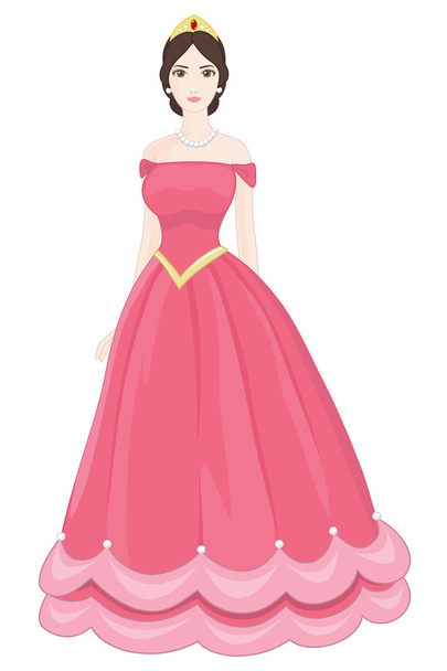 schöne Prinzessin mit rosa Kleid auf weißem Hintergrund - Vektor, Bild