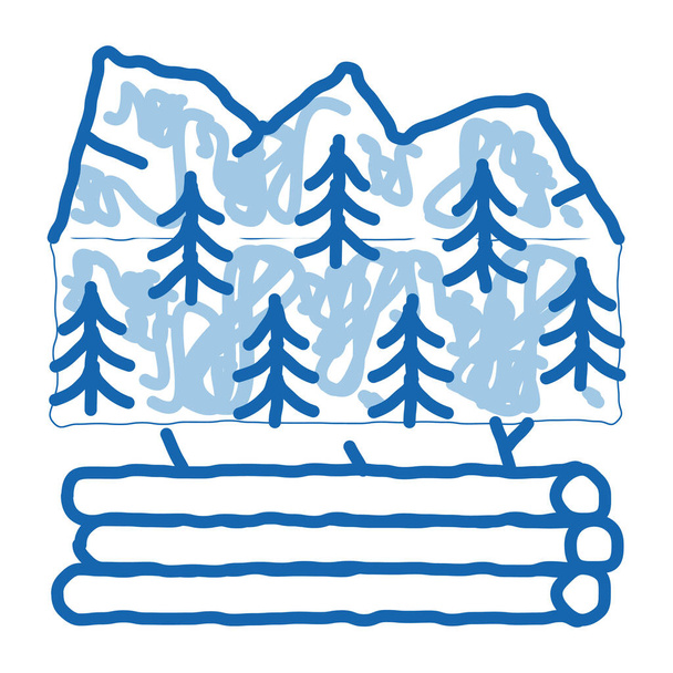 fakitermelés erdő firka ikon kézzel rajzolt illusztráció - Vektor, kép