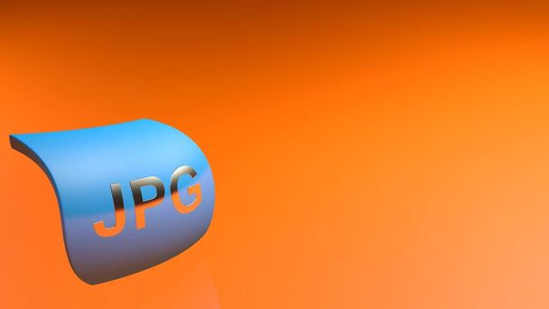 JPG modrá ikona na oranžovém pozadí - 3D vykreslování ilustrace - Fotografie, Obrázek