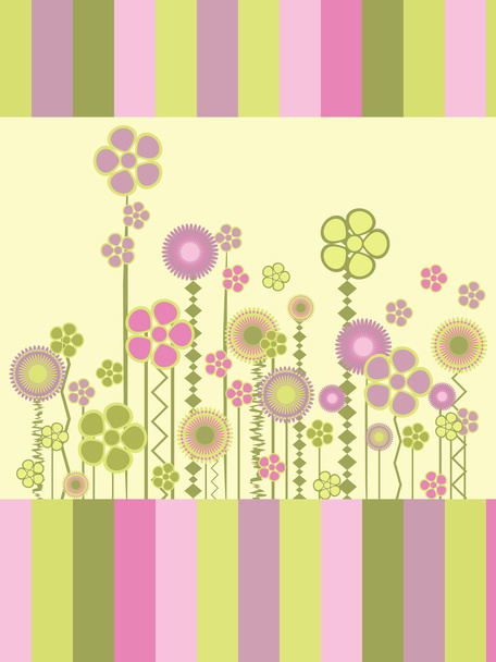 Greeting card with flowers and strips - Vector, afbeelding
