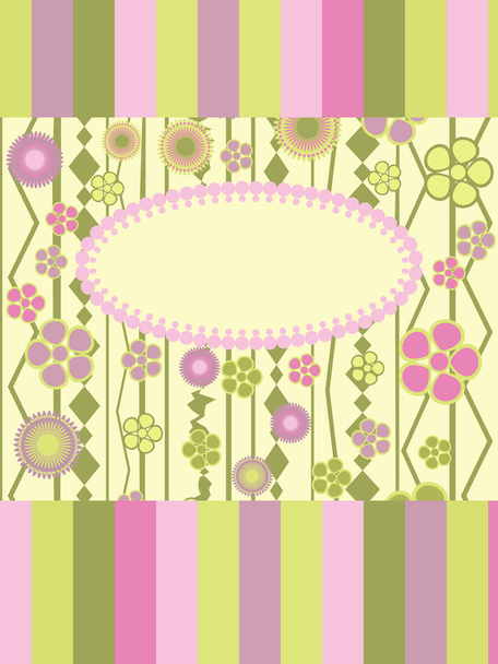 Greeting card with flowers pattern - Vecteur, image
