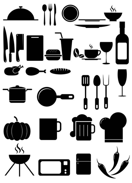 Set of black vector icons, isolated on white background. - ベクター画像