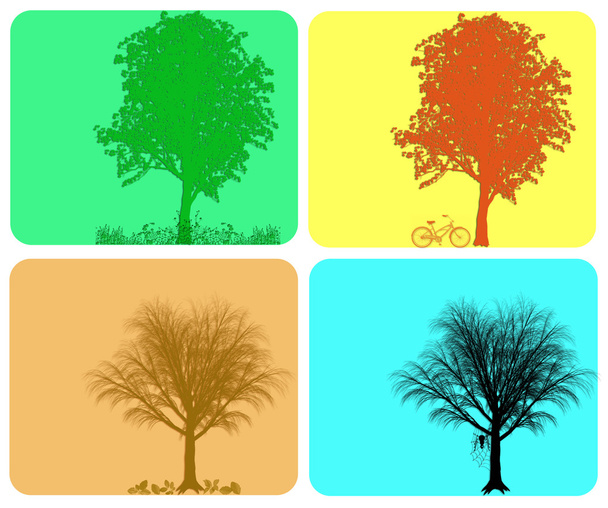 Quattro stagioni sfondo colorato con diverse azioni
 - Foto, immagini