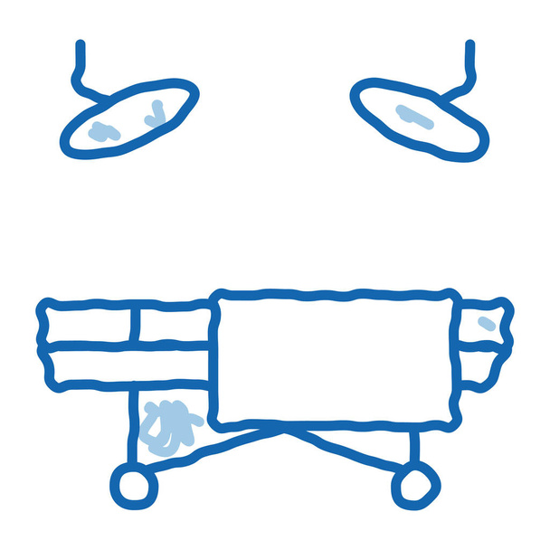 Chirurgische Tabelle Doodle-Symbol handgezeichnete Illustration - Vektor, Bild