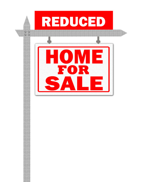 Real Estate home for sale sign, price reduced - Photo, Image