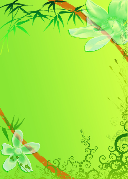 abstraktní květina a bambusový rám - Fotografie, Obrázek