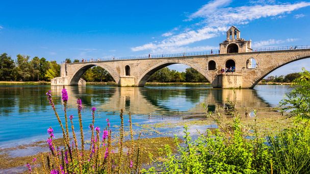 Pont Saint-Benezet sobre o rio Rhone em Avignon, França. - Foto, Imagem
