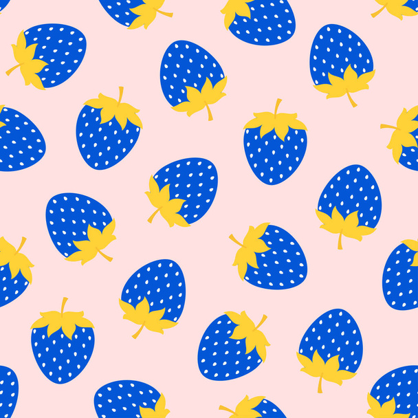 seamless pattern with berries, abstract strawberries on pink background, vector illustration, backdrop, wallpaper template for cards, banners, print fabric, textile - Vecteur, image